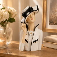 Formano BüSte Dame - Figur Frau Mit Hut Weiß-Schwarz Aus Kunststein -759078