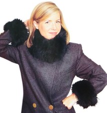 VTG 1989 Black Fur Neck Collar And Matching Cuffs Fabulous-Furs NEW w/ Box