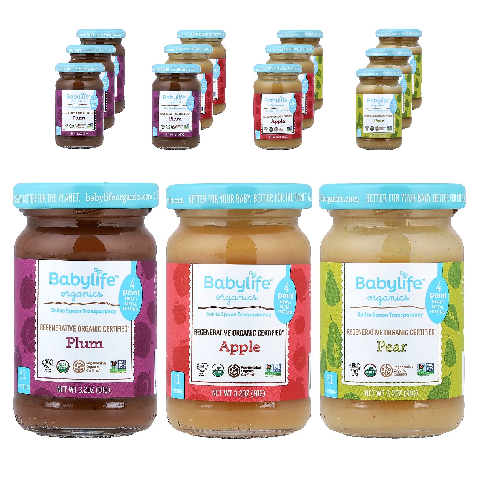 Baby Food, 4+ Months, Variety Pack, 12 Jars, 3.2 oz (91 g) Each