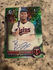 2022 BOWMAN CHROME 1st GREEN SHIMMER REFRACTOR BRYAN ACUNA #CPA-BA RC AUTO /99