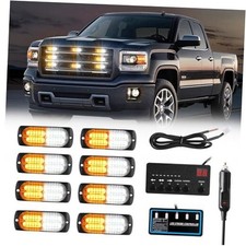 8x24 LED Surface Mount Grill Grille Strobe Warning Lights w/Digital Amber/White