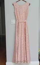 Tahari Arthur S. Levine floral applique maxi light pink dress