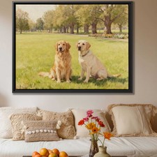 Golden Retriever Dog Artwork Oil Painting Canvas Print Living Room Decor Pet Art