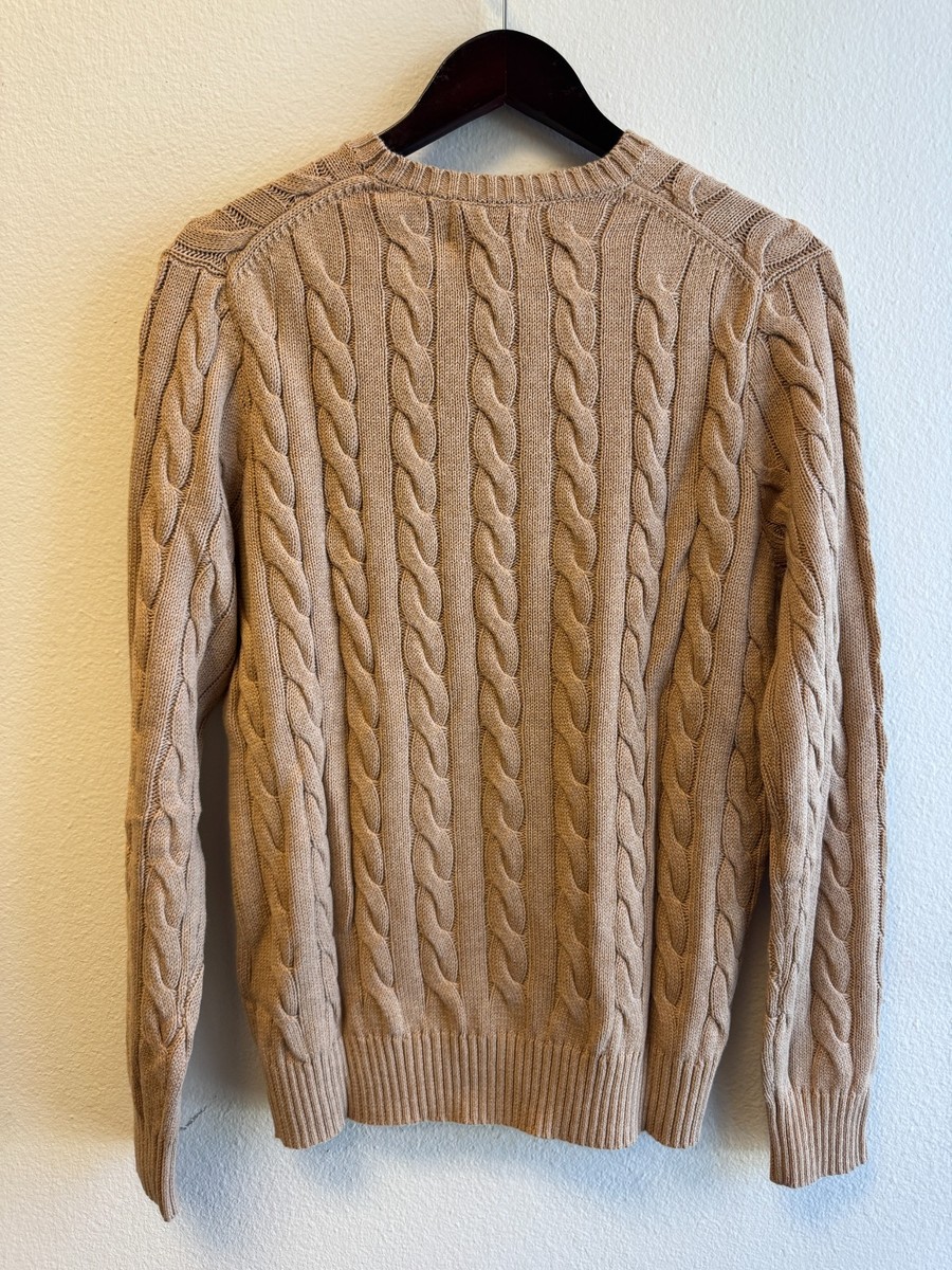Polo Ralph Lauren Mens BROWN (Brown Pony) Cable-Knit Crew Cotton Sweater S-L View 6