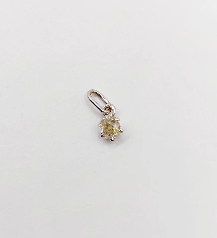 Petit pendentif antique or blanc 18k diamant taille ancienne 0,18 carat (1920) - Photo 2/4