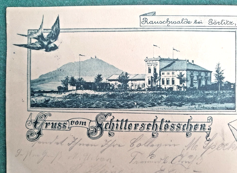 AK Rauschwalde Görlitz Schillerschlösschen 1901 Germania 5 Pfg Reichspost Postst - Bild 3 von 4