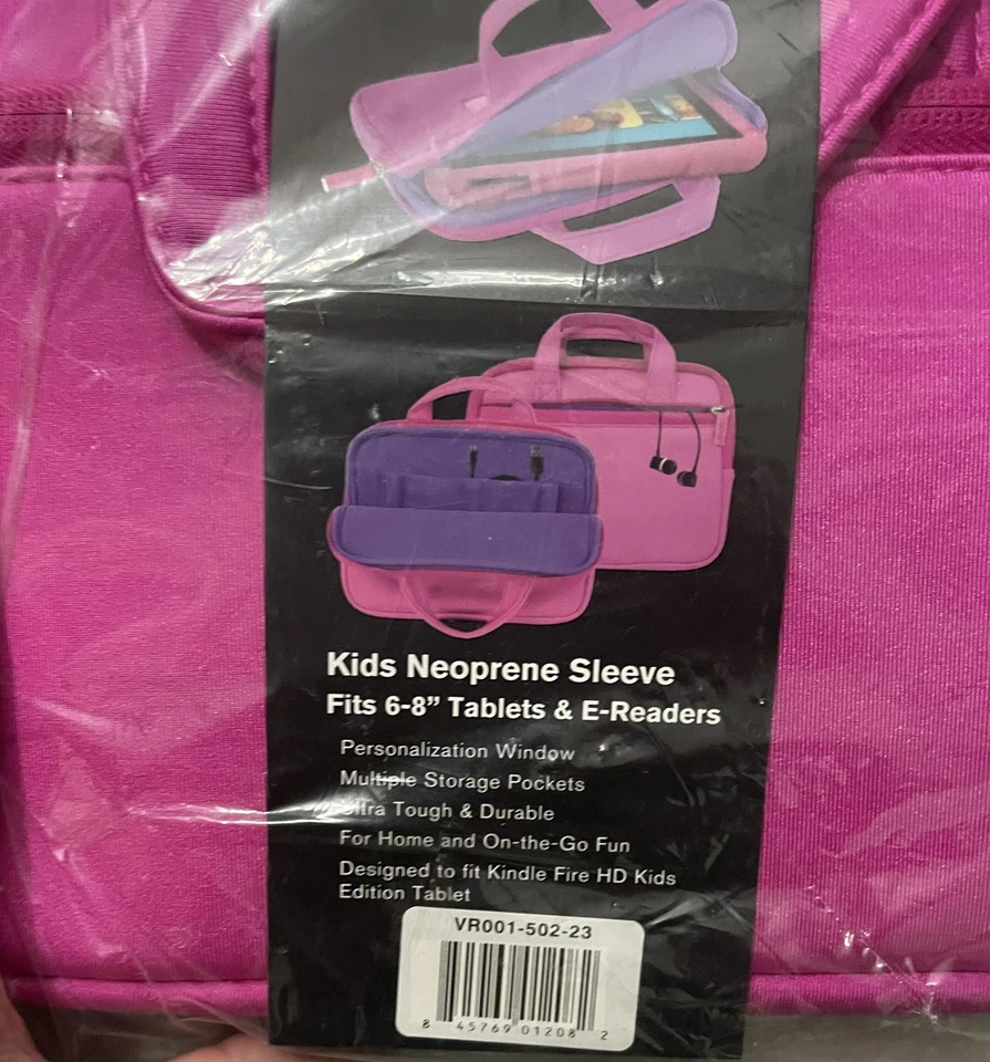 Verso Kids Neoprene Sleeve -Fits 6-8” Tablets & E-Readers - Pink (Purple Inside) - Image 3 of 4