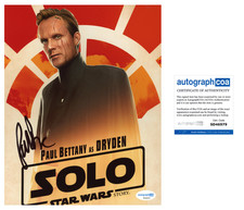 PAUL BETTANY SIGNED SOLO A STAR WARS STORY 8X10 PHOTO PROOF DRYDEN # 1 ACOA COA