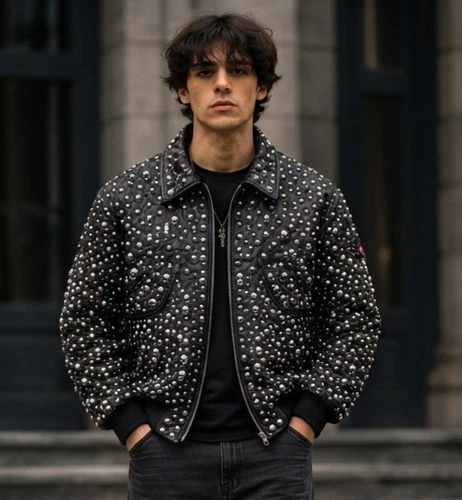 Men's Genuine Leather Studded Biker Jacket Punk Rock Motorcycle Black Jacket  video thumbnail