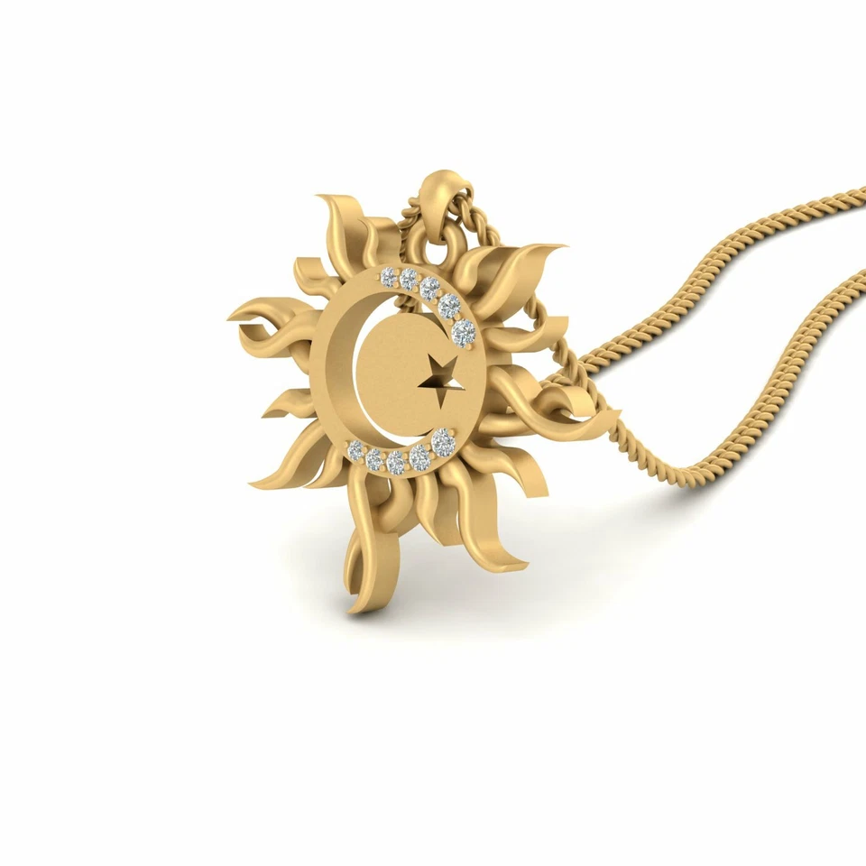 Gold Celestial Pendant Star, Moon and Sun Pendant Crescent Moon Pendant Jewelry - Image 2 of 4