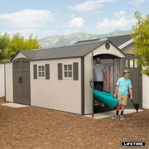 Lifetime 17.5Ft X 8Ft (5.3 X 2.4M) Dual Entry Outdoor Storage Shed - Model 60213