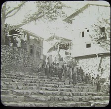 Glas Magic Laterne Dia INDIEN NR2 UM 1900 FOTOGRUPPE AUF STUFEN