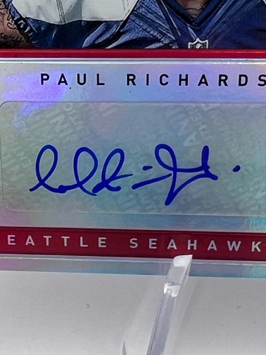 Paul Richardson - 2014 Totally Certified #195 Mirror Red Auto /25 Patch SSP RPA - Picture 2 of 4