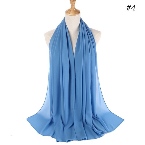 Women Chiffon Hijab Long Scarf Shawl Muslim Turban Headscarf Amira Stole Cover - Picture 23 of 58