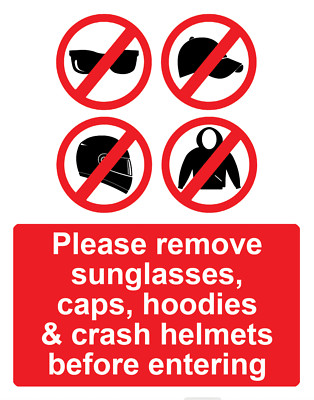 Remove Caps Hoodies Helme Außen Foamex Hart PVC Schild ODER Aufkleber Decal