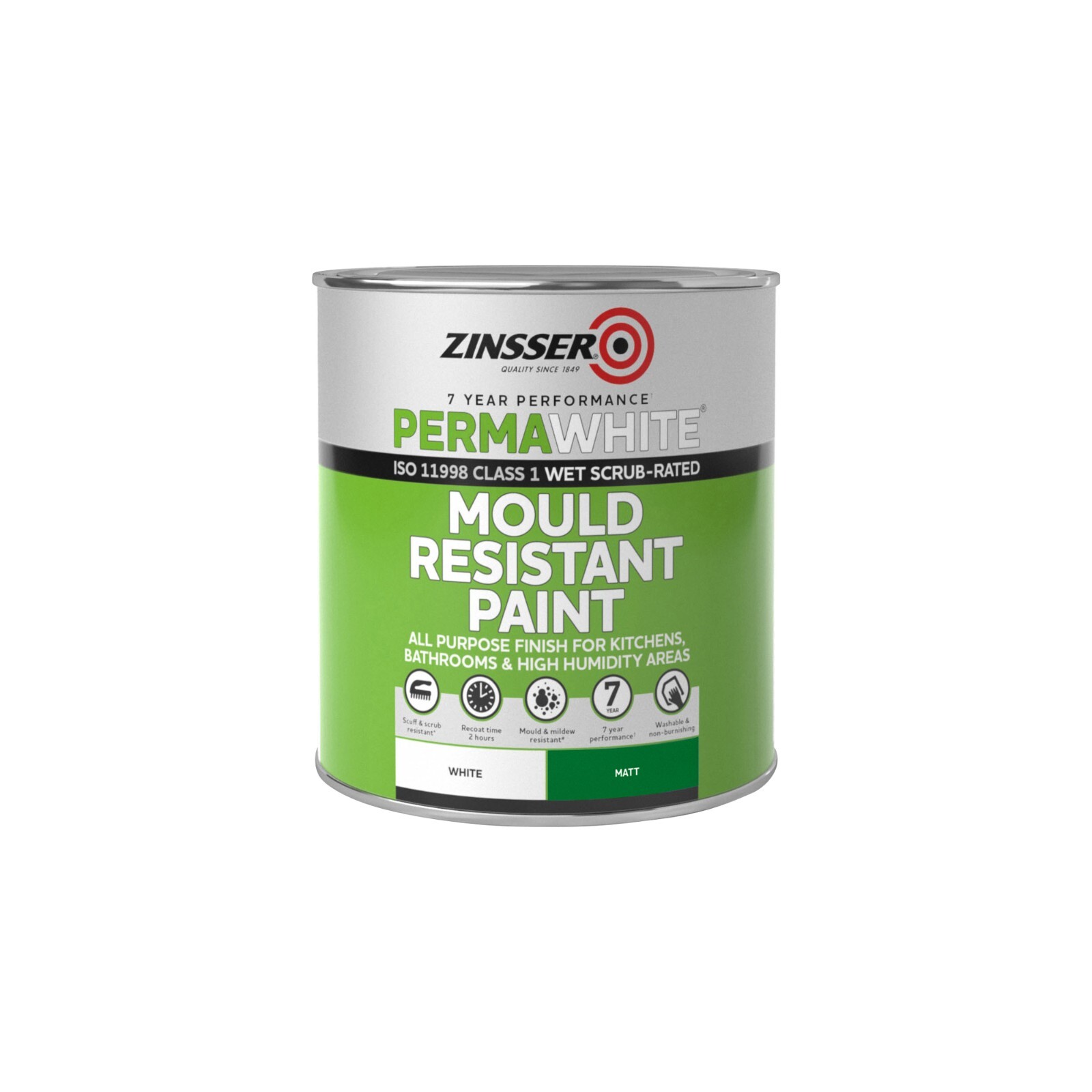 Zinsser Permawhite Matt White Interior Paint - 1L - Mould Resistant - Durable - Long Lasting - Image 4