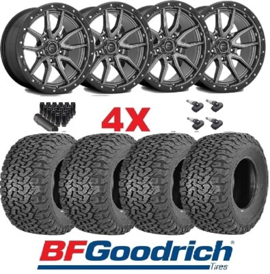 FUEL REBEL GUNMETAL D680 RIMS BFGOODRICH TIRES 33125018 FIT CHEVY SILVERADO 1500