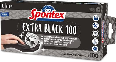 Spontex Extra Black Einmalhandschuhe aus Vinyl, ungepudert und latexfrei, vielse
