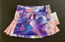 NWT 90 Degree by Reflex Girls Size M 10 Pink Purple Swirl Tennis Skirt Skort