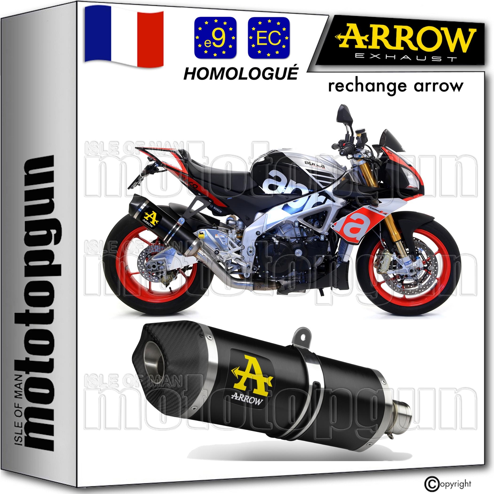 Échappement Arrow noir Aprilia Tuono V4 2016 pour virées sportives