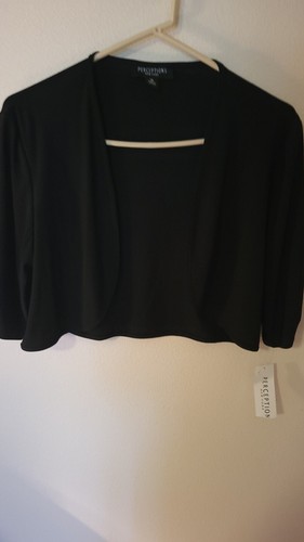 Perceptions Womens Size 12 Short Black Jersey Crop Open Fly S Elastic Accent Sle - Picture 3 of 24