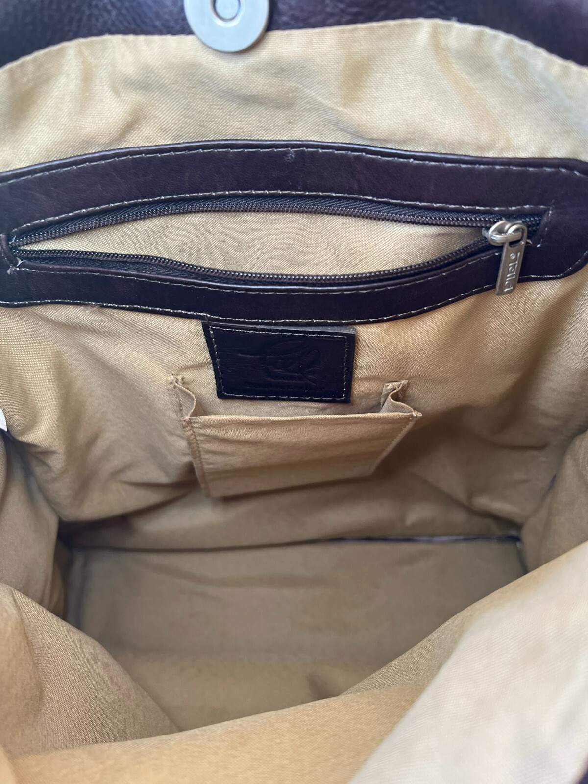 Piel Full Grain Leather Open Market Tote Bag Purse Chocolate Brown