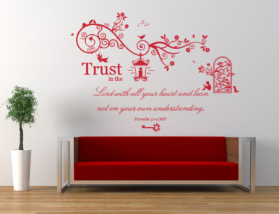 Sprüche 3 v 5 Bibelvers Zitat NIV, christlich, Vinyl Wandbild Aufkleber, Abziehbild