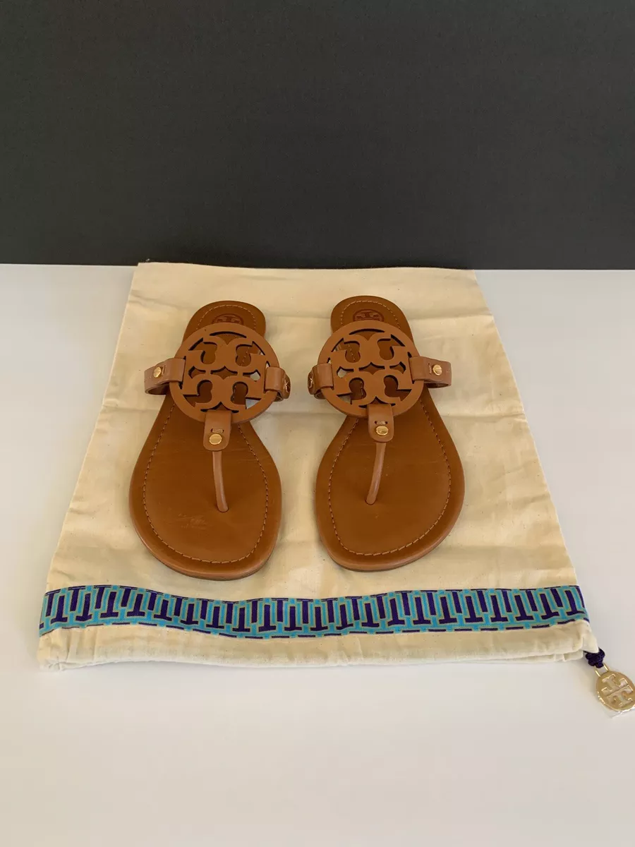 Tory Burch Miller Flip Flop Leather Women Vintage Vachetta Color Sz 10 M