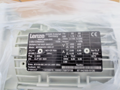 Lenze 3-Mot EN60034 GKR04-2 M HAR 080C31 Industrial Motor MDSMABS