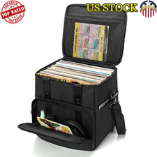 Vinyl Record Storage Bag Holds 60 LPs Water-Resistant Carry Case W/ Dividers New