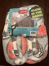 Nightmare Before Christmas Plush Blanket NEW Glow In The Dark 60"x90" Santa Jack