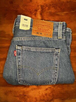 LEVIS PREMIUM 501 93 STRAIGHT FIT JEANS BLUE MENS SIZE 33X32 $98
