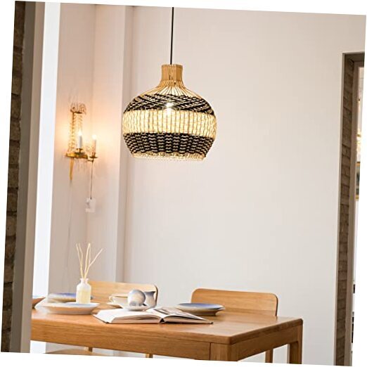 Rattan Pendant Light for Kitchen Island, Wicker Chandelier, Handmade 40x40cm