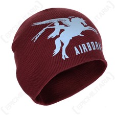 Airborne Pegasus Beanie Hat - Maroon British Army Para Airborne Emblem Flash WW2
