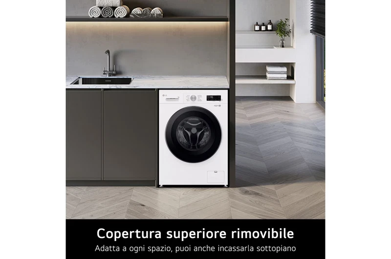 Lavatrice Smart WiFi LG 8 Kg Classe A 1400 Giri Vapore Inverter TOP RIMOVIBILE, fotografia 8 di 11