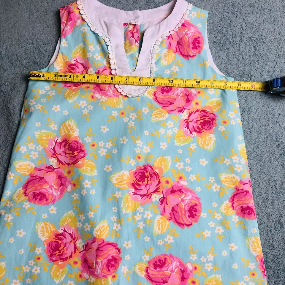 Kelly’s Kids Floral Dress, Aqua/Pink/Yellow, Girl’s Size 8-10 - Image 4 of 4