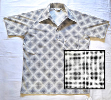 Vintage LILLY DACHE Shirt Mens MEDIUM Polo White Black Dots - Disco Club Casual