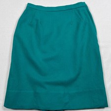 Vintage 60s Lofties by Lawrence Teal Leaf Embroidered Wool Skirt 24" Waist