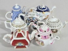 7 x Porcelain Art Hand Painted Miniature Teapot Collection