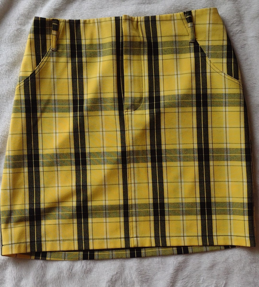 Hollister Womens Plaid Yellow Skirt Super Cute High Waisted Size