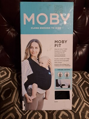 Moby Fit Baby Carrier Wrap Close Enough To Kiss 8-33 LBS Black NWT NB to Toddler