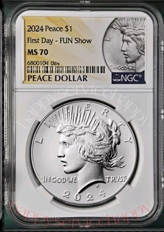 初期発行 最高鑑定 2024年 オーストラリア 銀貨 NGC MS70 FR 2024 Peace Silver Dollar Uncirculated NGC MS70 , FUN First Day FDI