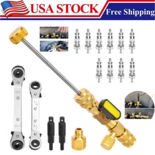 HVAC Wrench Tool AC Schrader Valve Core Remover Set 1/4 and 5/16 Port Installer