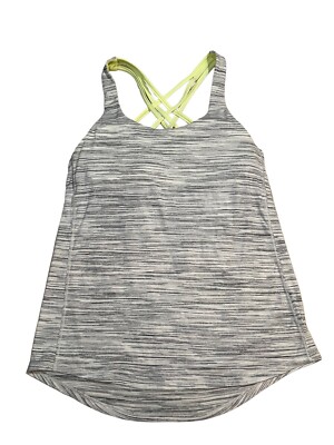 Lululemon Slay The Studio 2-In-1 Tank Women's Size 4 Gray Lime Green Strappy