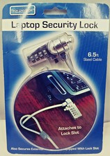 LAPTOP SECURITY LOCK 6.5 FT STEEL CABLE TECH UNIVERSE ATTACHES TO LOCK SLOT NEW 