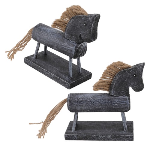 Ornamento cavallo in legno legno di faggio scandinavo opera d'arte fatta a mano legno semplice - Foto 4 di 22