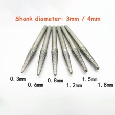 Diamond Burr Drill Bits 0.3mm-1.5mm Engraving Rotary Tool For CNC 3mm/4mm Shank