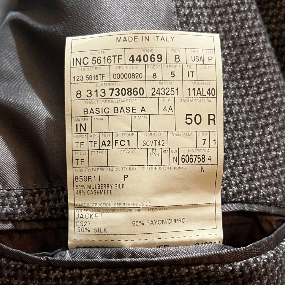 Chaqueta Blazer Abrigo Deportivo Tom Ford 40R 50R Base Básica A Gris Seda Cachemira Foto 4 de 4