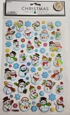 Snowmen W/Snowflakes Epoxy Foil Stickers - 65 PC- Christmas Paper Crafts - G33