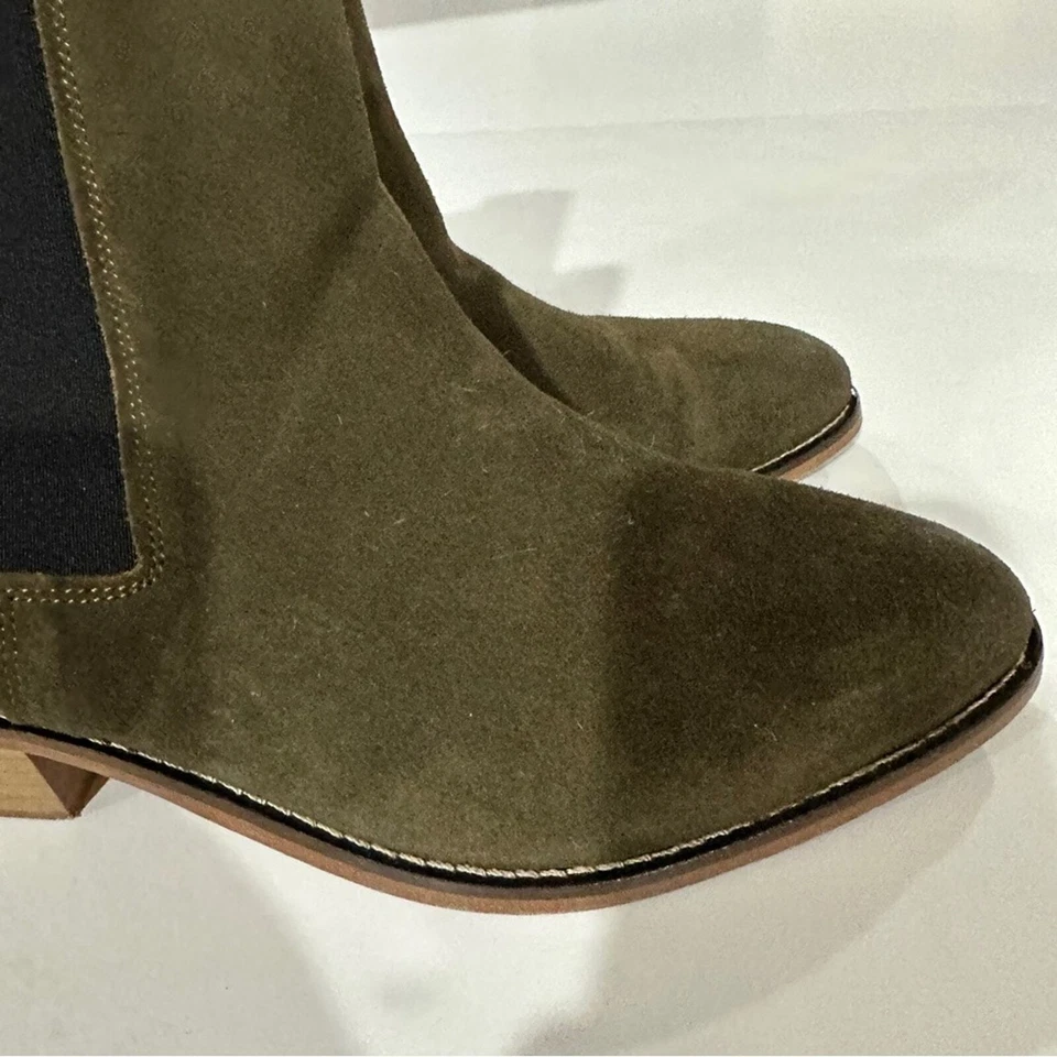 Matt Bernson Olive Green Suede Leather Chelsea Booties Size 10 - Image 4 of 4